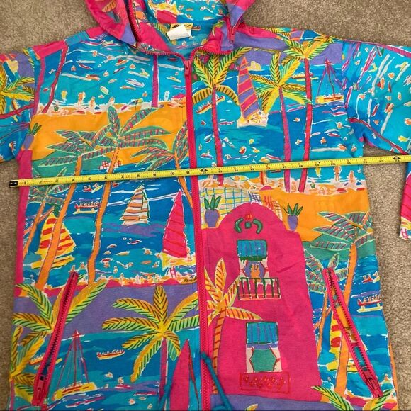 Vintage Ken Done 1990 windbreaker Jacket Turquoise Blue Pink size small - Picture 4 of 12